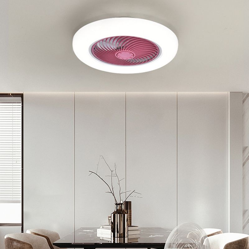 Nordic Style Ceiling Fan Lamp Round Shape LED Ceiling Fan Light for Bedroom