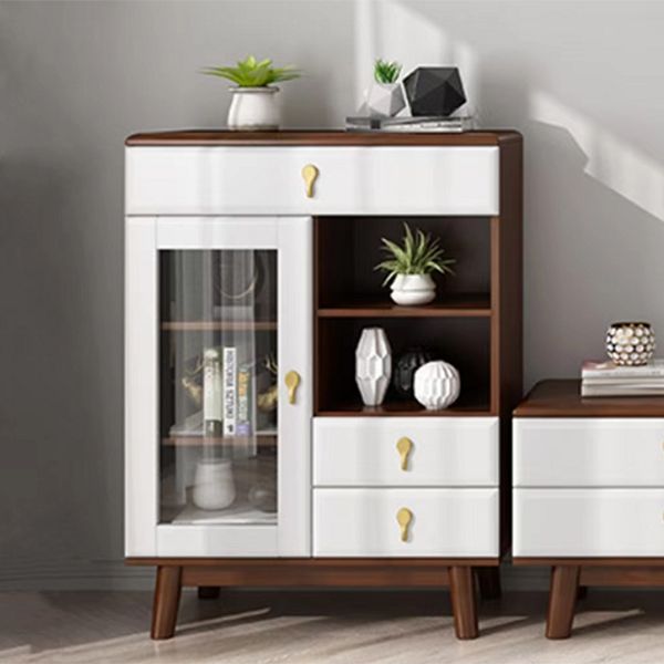 3 - Drawer Rubberwood Accent Cabinet 43.3" Tall 1 - Door Chest