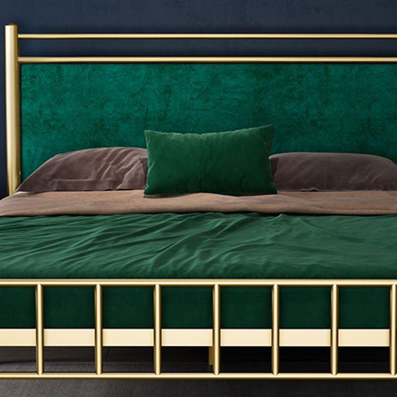 Glam Standard Bed with Rectangular Panel Headboard and Metal Legs Bed