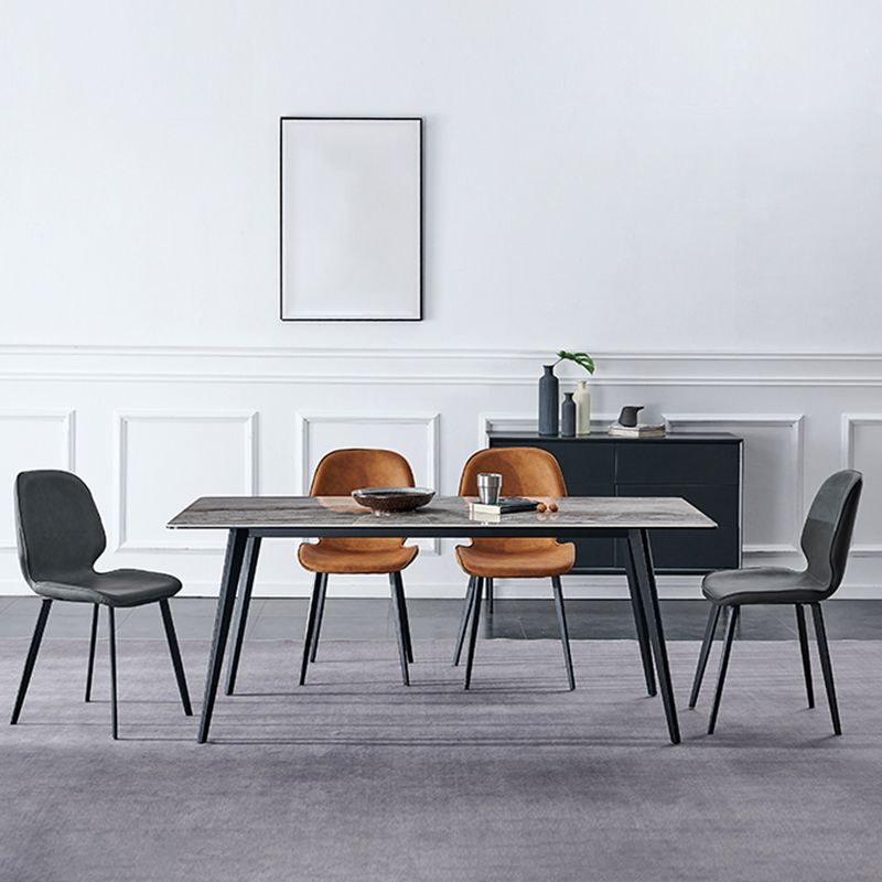 Modern Style Chair Faux Leather and Metal Dining Side Chair for Home