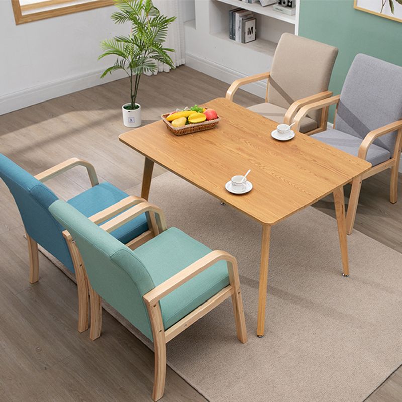 Scandinavian Home Arm Chair Solid Back Wood Upholstered Single Dining Room Chair