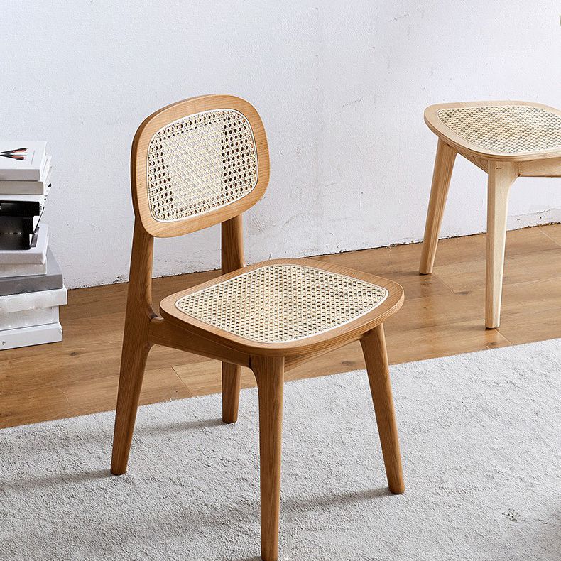 Silla de comedor de madera contemporánea con respaldo abierto, silla lateral para uso doméstico
