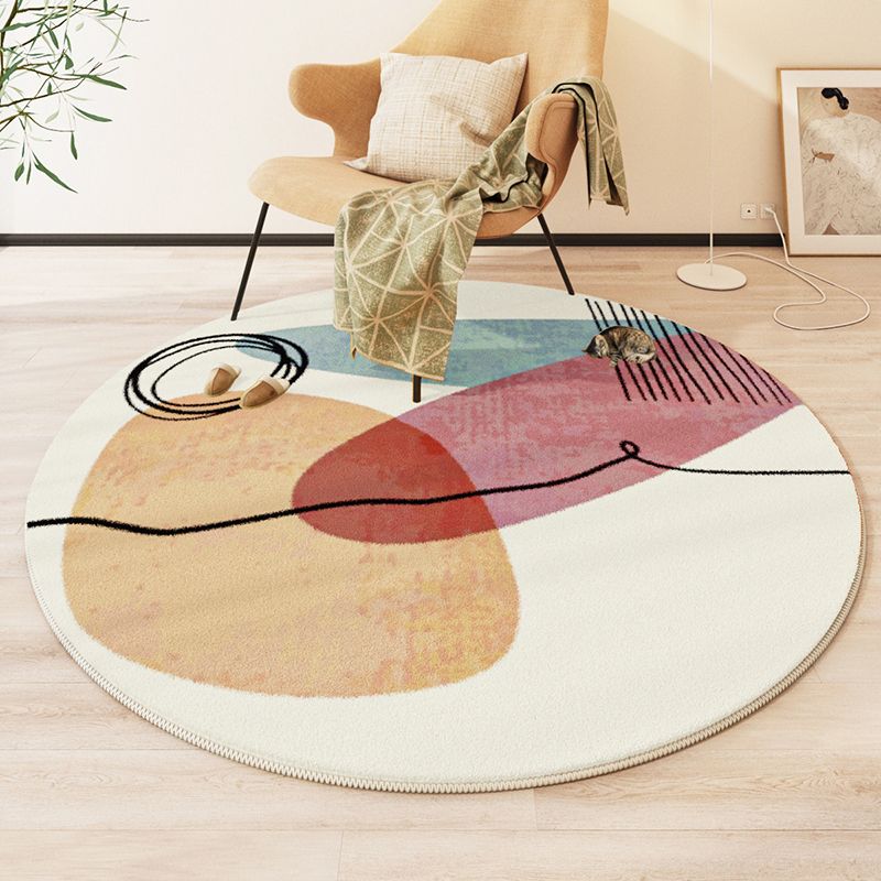 Navy Modern Rug Polyester Color Block Rug Washable Rug for Living Room