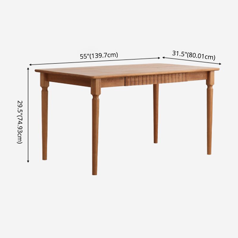 Contemporary Solid Wood Top Dining Room Set Built-in Drawer Design Dining Table Furniture