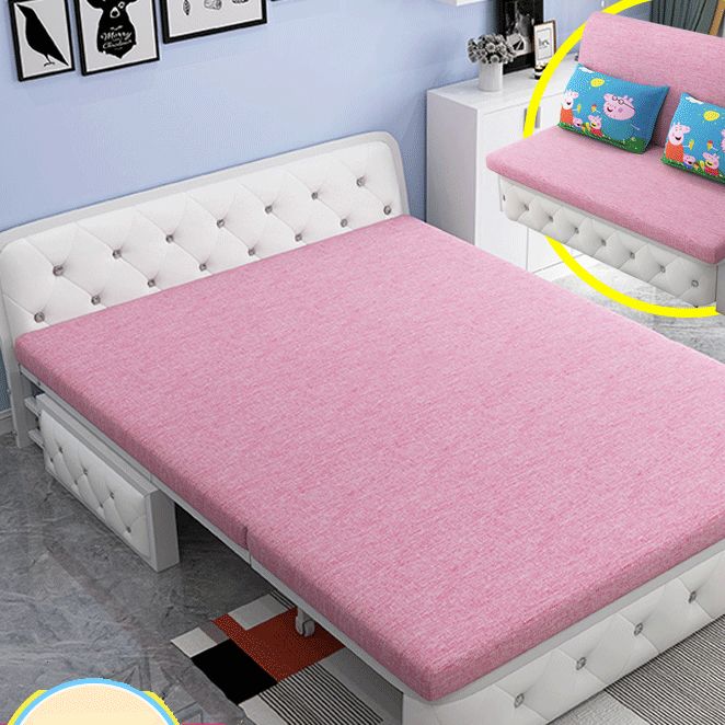 Linen Sleeper Sofa 33.46" Wide Armless Sofa Bed with Upholstered