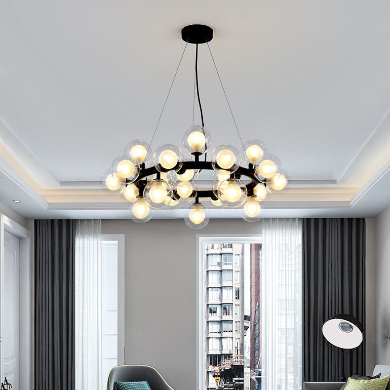 Contemporary Circular Chandelier Lights Glass Pendant Ceiling Lights for Living Room