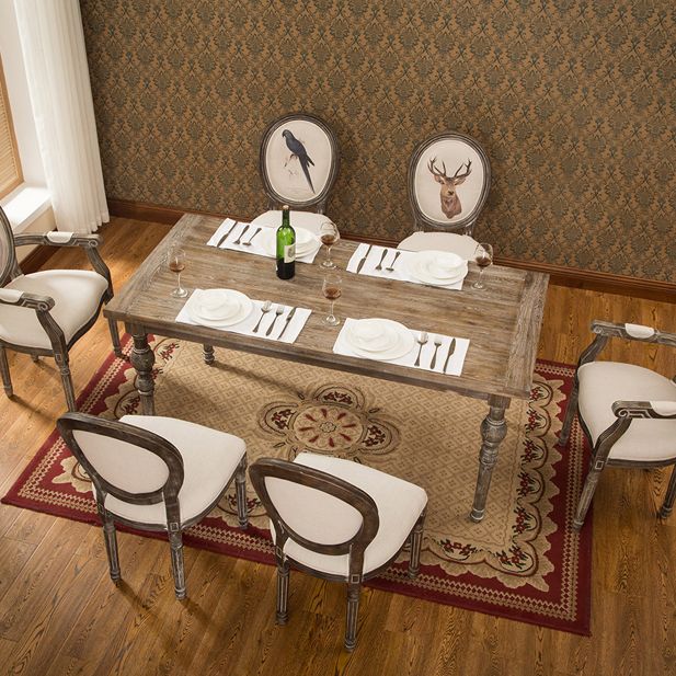 Mesa medieval moderna de madera de pino para restaurante, mesa antigua rectangular con 4 patas