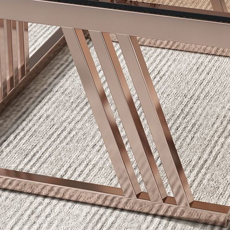 2 Nesting Coffee Table Set Slate & Glass Top Square Cocktail Table with Drawers