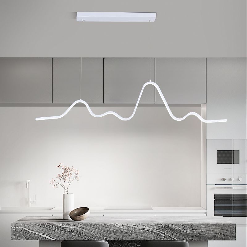 Creative Linear LED Island Lighting Fixture Modern Style Hanging Light for Dining Room