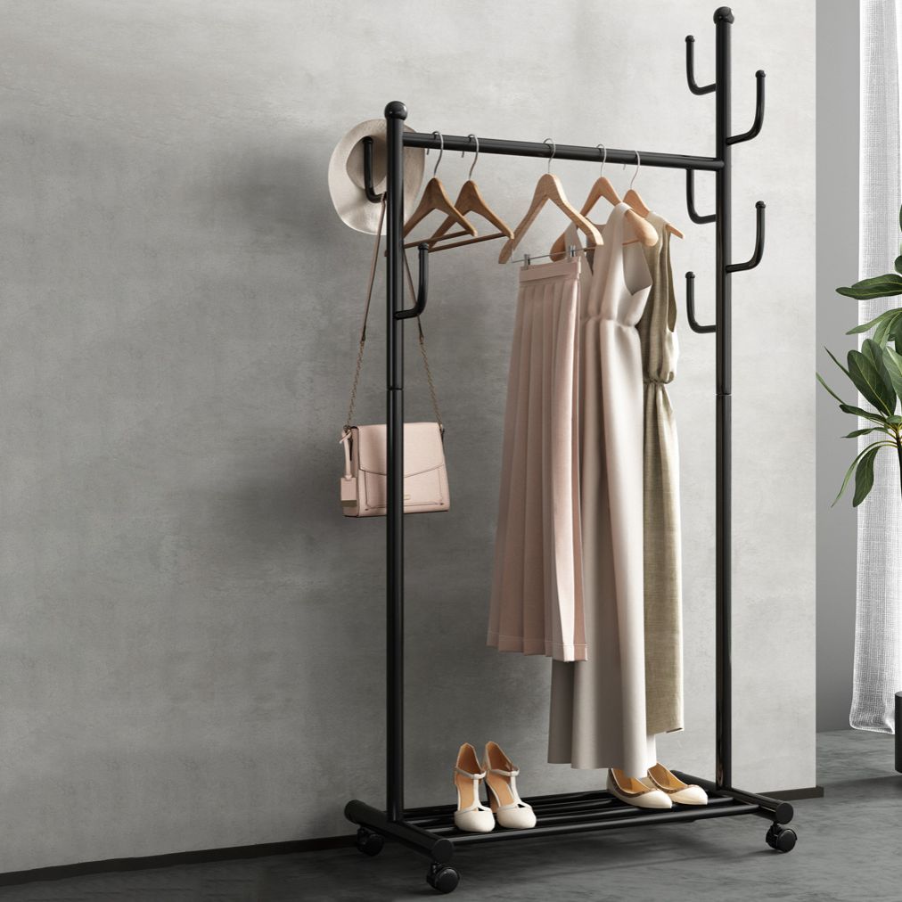 Black and White Steel Armoire Modern Style Cabinet with Clothing Rod