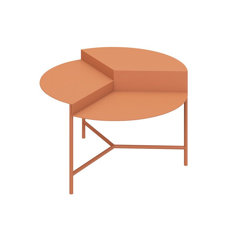 Mid-Century Modern Iron Cocktail Table with 3 Metal Legs and Round Top