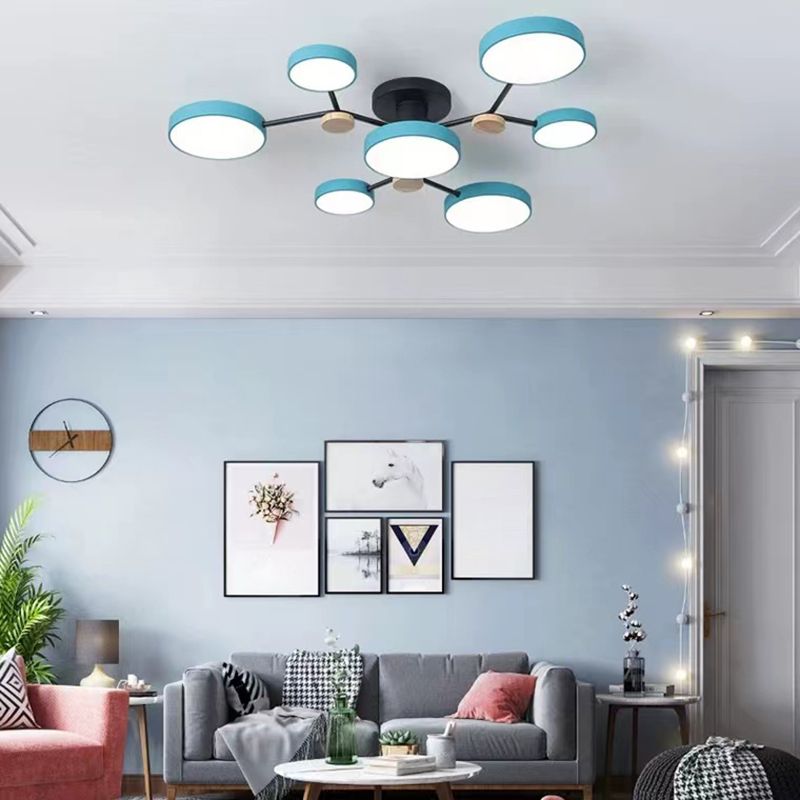 Multiple-Light Drum Flush Light Modern Metal Flush Mount Ceiling Light
