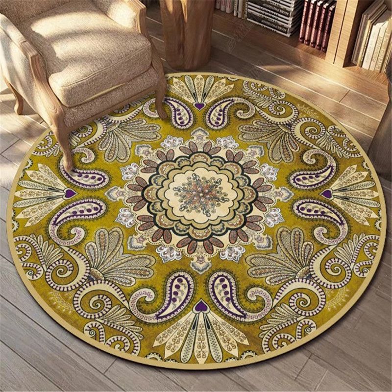 Bohemian Living Room Area Carpet Purple Polyester Area Rug American Pattern Anti-Slip Rug
