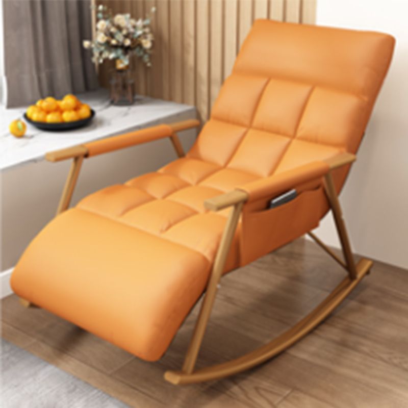 Modern Style Rocking Chair Faux Leather Upholstered Chair with Storage