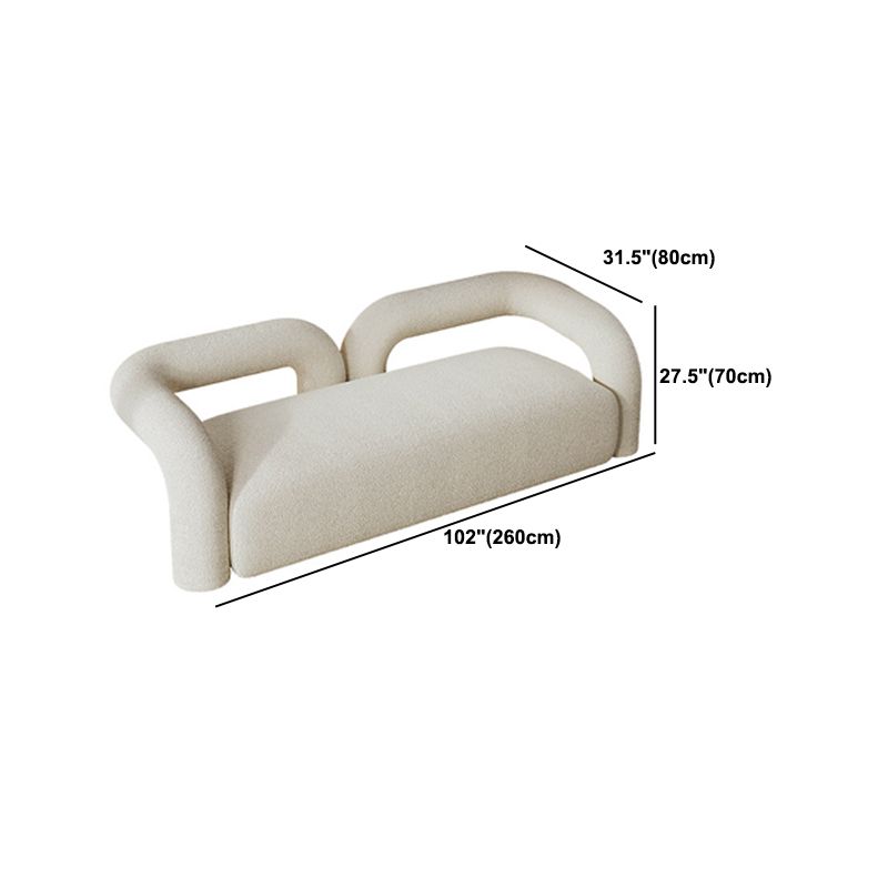 Contemporary Style Curved Sofa Statement Tuxedo Arm Sofa in White