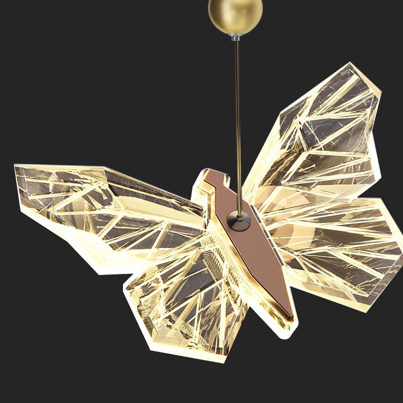 Gold Acrylic Down Lighting Pendant Contemporary 1-Light Ceiling Light for Bedroom