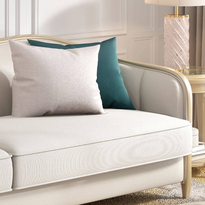 Linen Sectional Sofa Tropical Beige Sloped Arms Sofa for Living Room