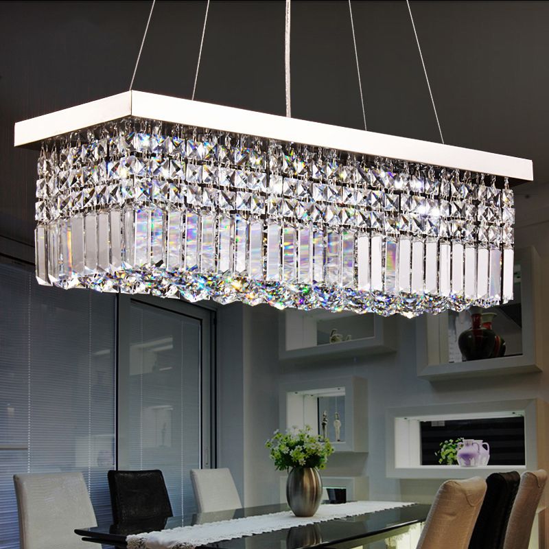 Modern Style Island Light Clear Crystal Chandelier Lamp for Living Room