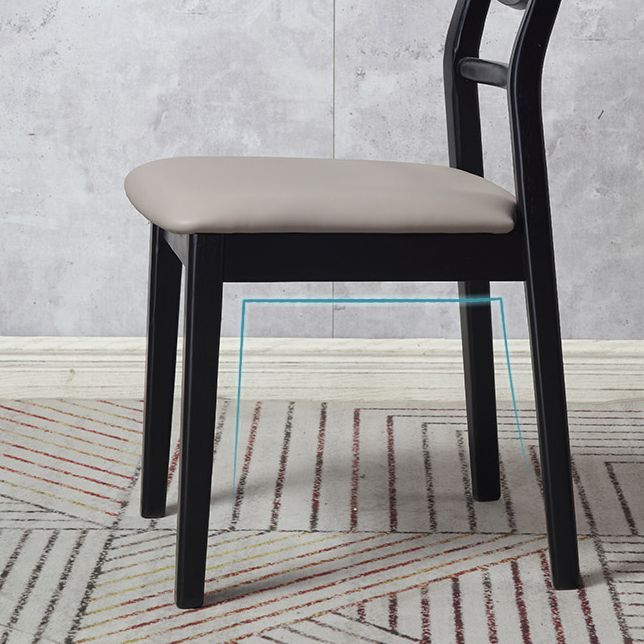 Industrial Ash Open Side Chair Matte Finish Upholstered Dining Chair with Black Legs