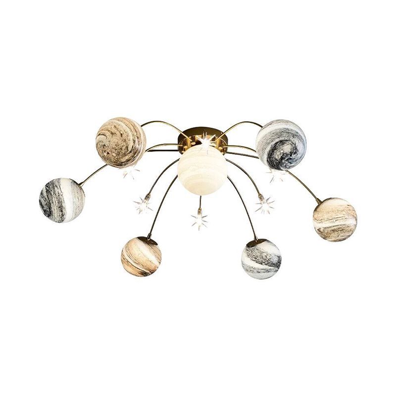 Modern Ceiling Light Glass Shade Flush Mount Lighting Fixture for Bedroom