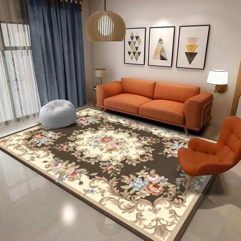 Alfombra de área azul tradicional alfombra de medallón impresa poliéster alfombra alfombra alfombra para salón para salón