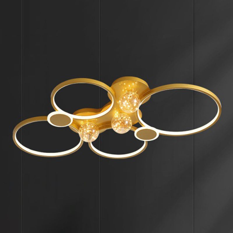Plafoniera moderna da incasso a LED in metallo dorato per soggiorno