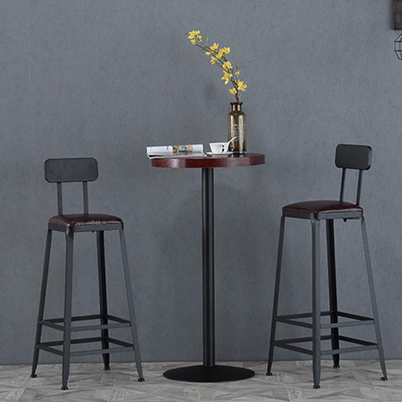 Industrial Bar Table Set 1/3/5 Pieces Round Pine Wood Counter Table with Stools for Bar