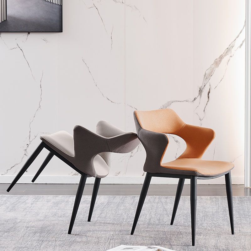 Industrial Dining Room Side Chairs Faux Leather Arm Open Chair for Kitchen