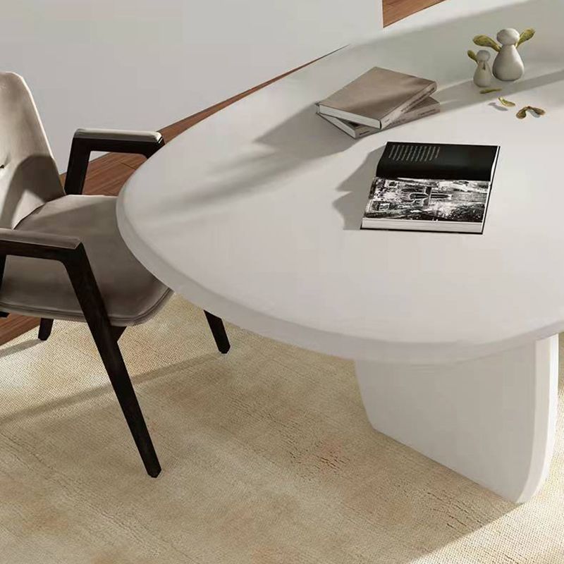 Modern Solid Wood Table for Restaurant Rectangle White Dining Table with Double Pedestal