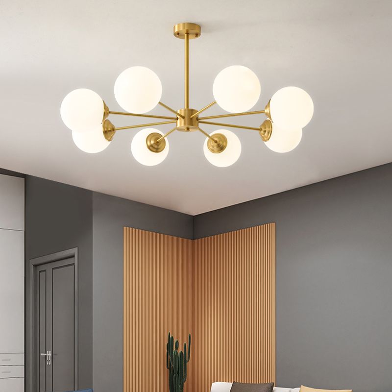 Globe Glass Modernistische kroonluchter Gold Sputnik hanglamp voor woonkamer