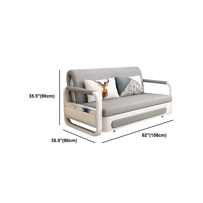 Light-grey Linen Armless Sofa 35.43" Wide Contemporary Convertible Sofa Bed