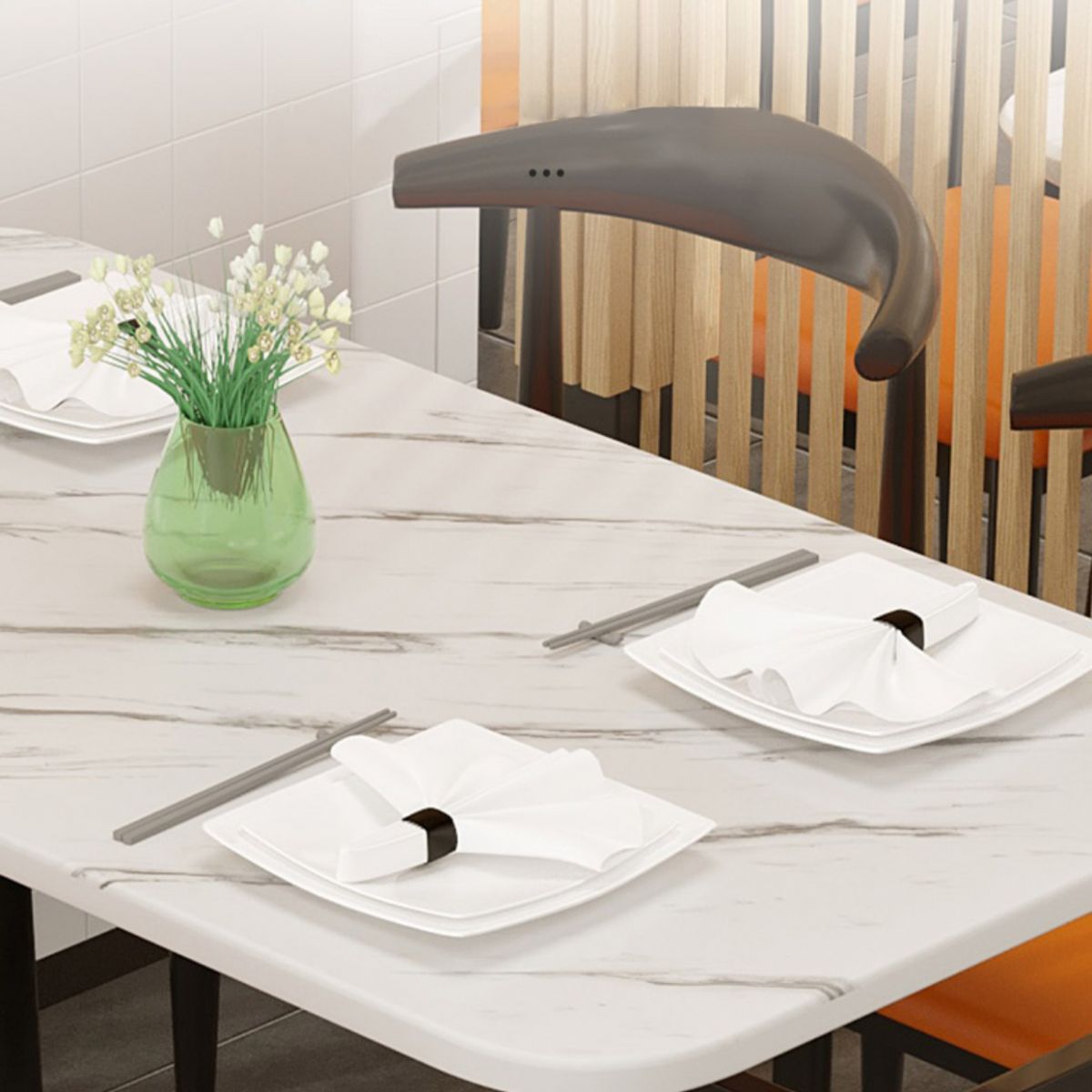 Contemporary White Rectangle Wooden Dining Table with 4 Foot