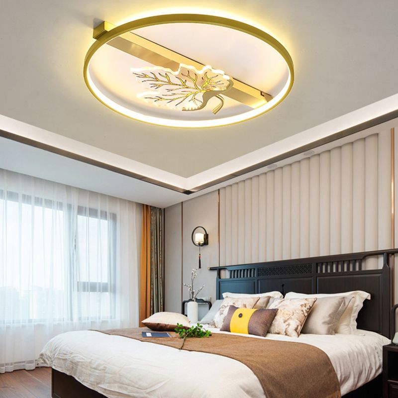 Geometry Shape Flush Mount Lamps Modern Metal 2-Light Flush Mount Fixture in Gold