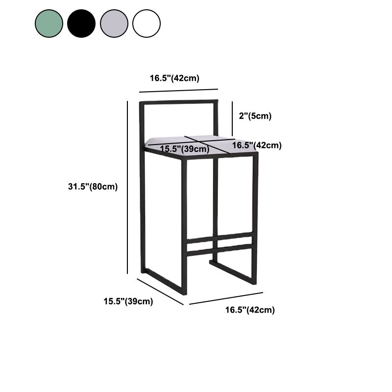 Indoor Counter Stool Nordic Metal Low Back Bar Stool with Upholstered