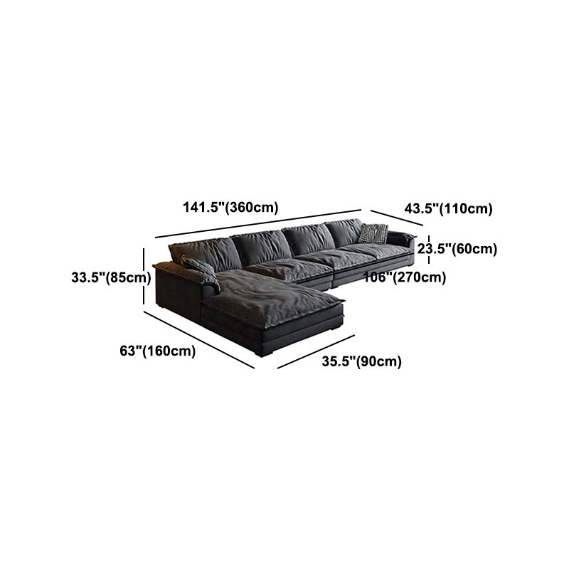 Contemporary Grey Faux Leather Sofa with Pillow Top Arm for Living Room