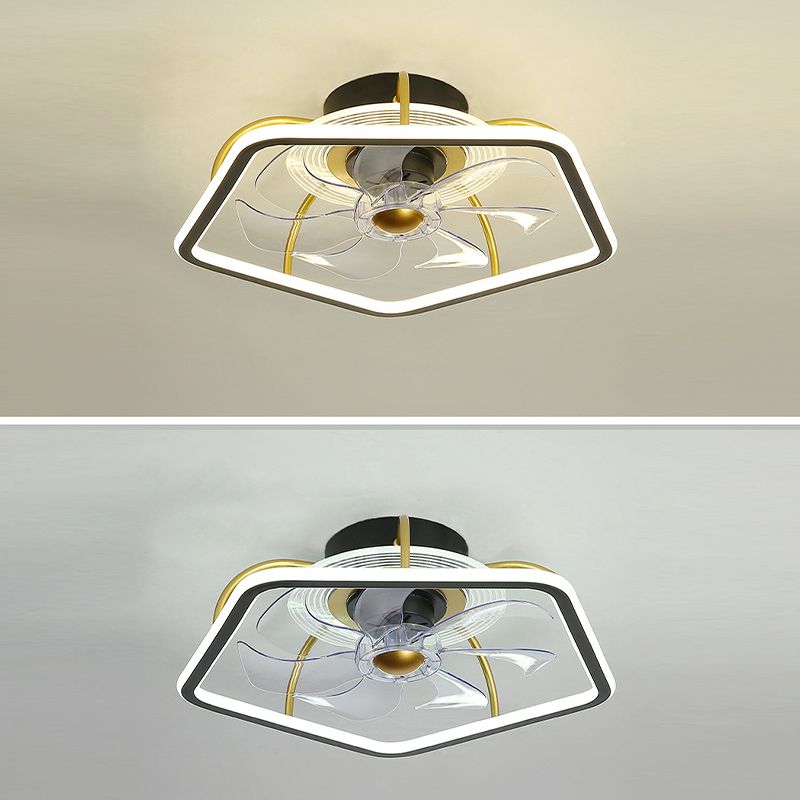 7-Blade Modernism Ceiling Fan Black/Golden Fan with Light for Bedroom