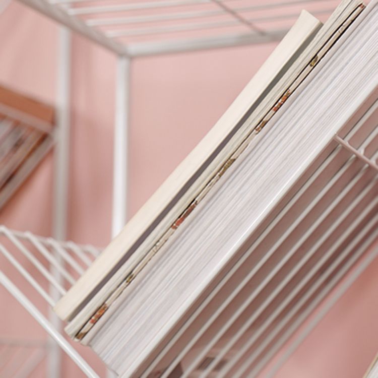 Contemporary Metal Bookcase White Open Bookshelf for Living Room