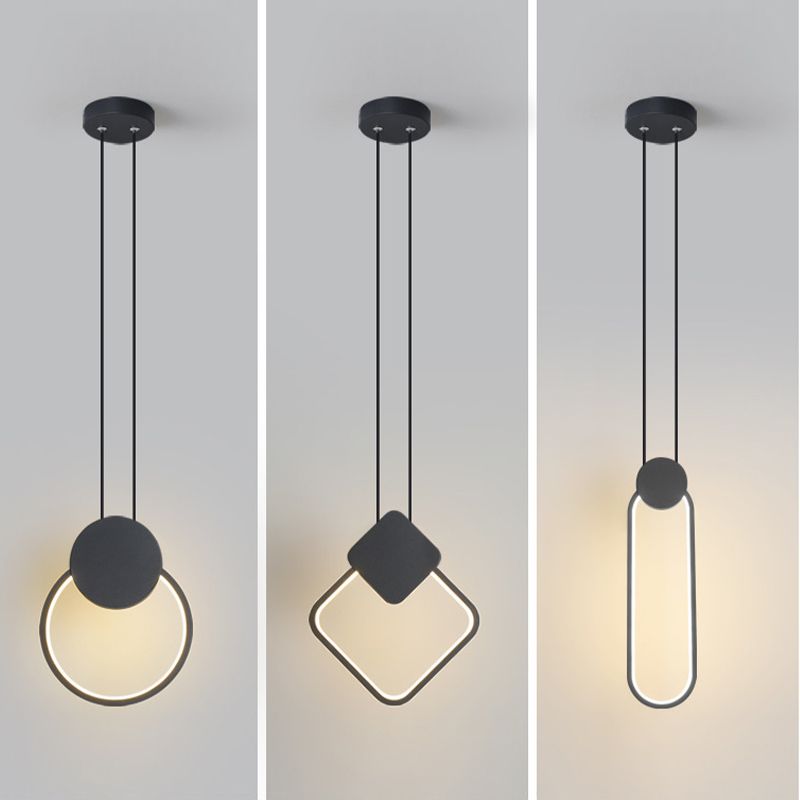 Acrylic Geometric LED Pendant Light in Modern Simplicity Wrought Iron Hanging Lamp for Living Room