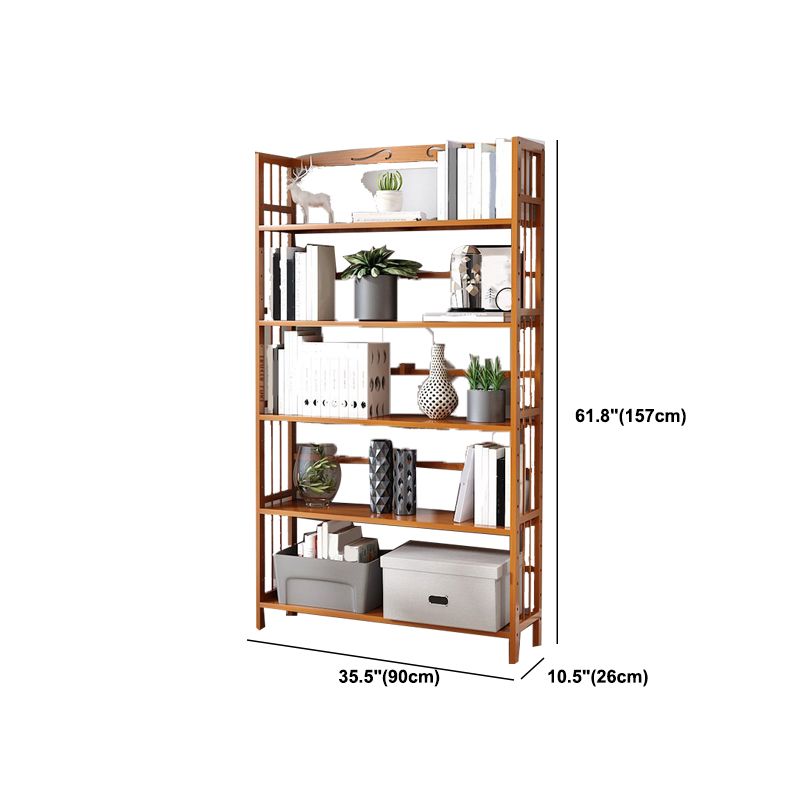 Modern Vertical Bamboo Shelf Etagere Espresso Shelf Bookcase for Bedroom