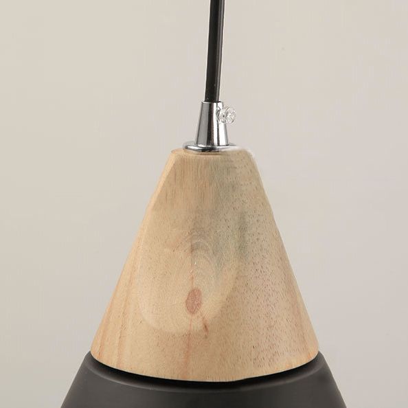 Modernism Cone Pendant Light 1 Light Aluminum and Wood Pendant Ceiling Light in Black/Blue for Dining Table