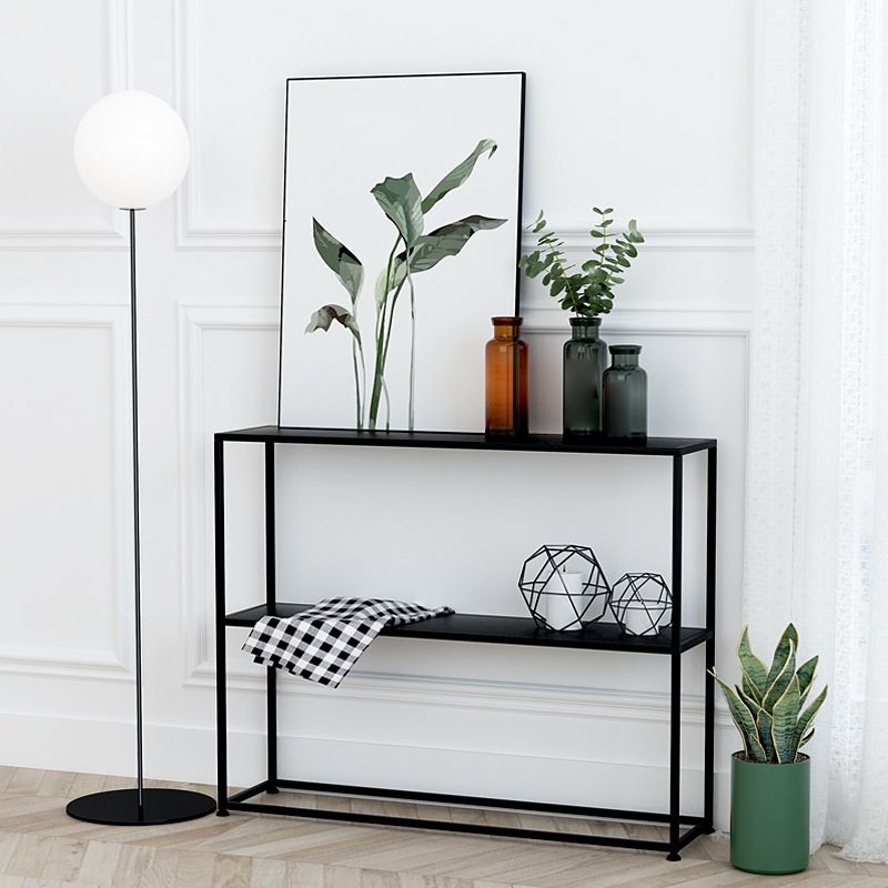 31.5" Tall Modern Console Table 2-shelf Iron Accent Table for Hall