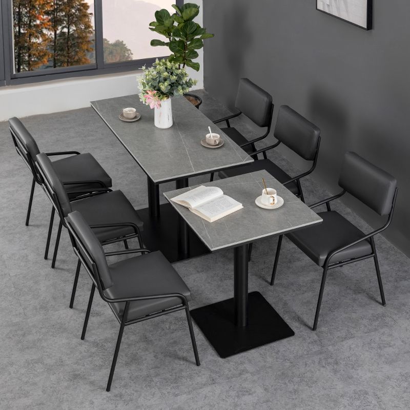 Industrial Dining Room Table Sintered Stone Table with Black Base for Home Kitchen Dinner