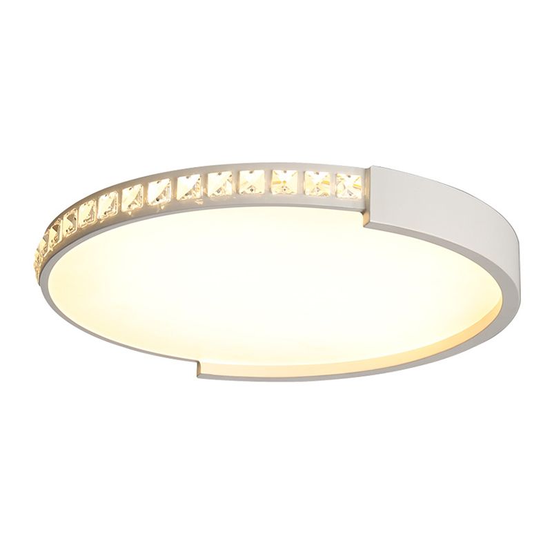 16.5"/20.5"/24.5" Dia Round Crystal Ceiling Lamp Simple White LED Flush Mount in Warm/White Light