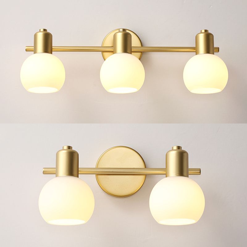 Traditional Globe Vanity Sconce Lights Milk Glass Wall Mount Light Fixture for Bathroom