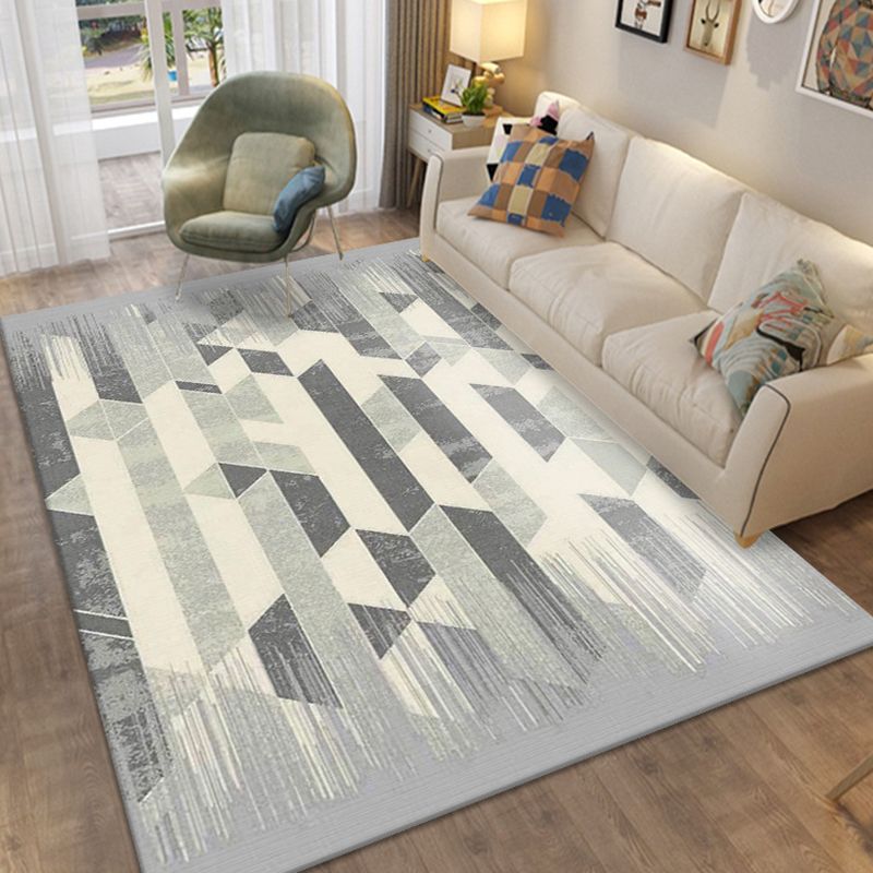 Brown Modern Indoor Rug Polyester Geometric Rug Non-Slip Backing Rug for Home Decoration