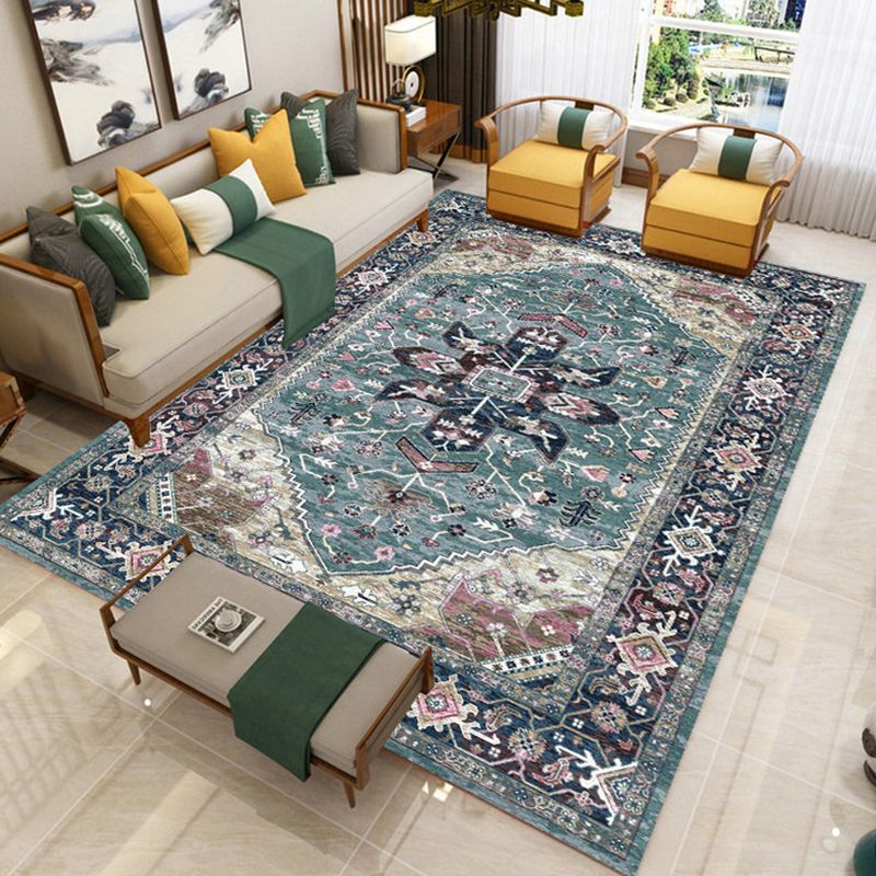 Antike Teppichblumendruck Retro Polyester Indoor Teppich Teppich mit Rutsch-Rücken