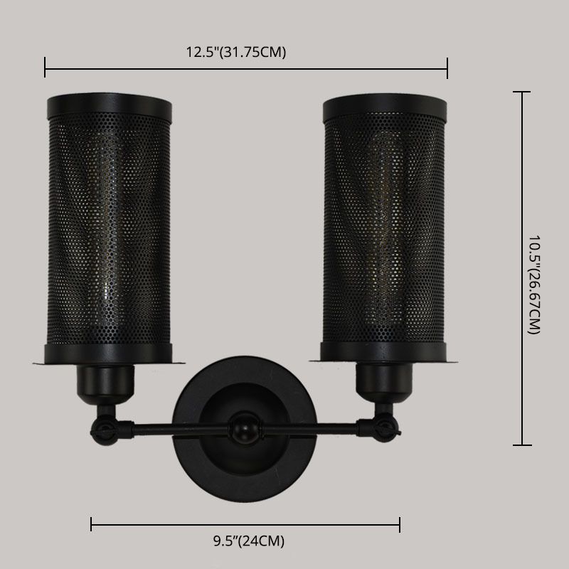 Lampe murale en mailles en fil noir