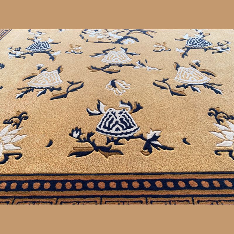 Red Living Room Area Carpet Shabby Chic Antique Pattern Area Rug Polyester Non-Slip Rug