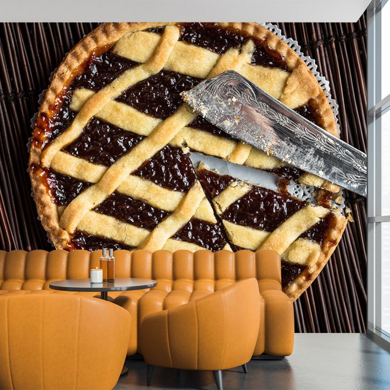 Modern Mural Dessert with Jam Pattern Wall Decor Environment Friendly for Dessert Shop