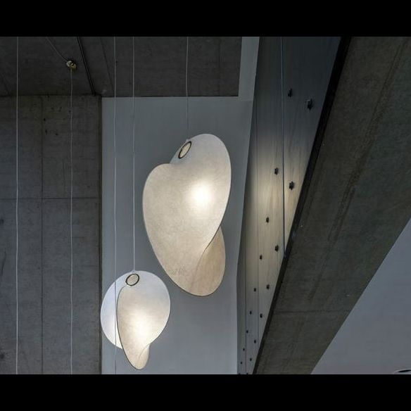 White Circling Pendant Light Fixture Artistic Simple 1 Bulb Fabric Ceiling Suspension Lamp